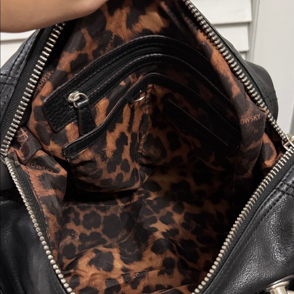 b. makowsky Black Leather Satchel with Silver Accents GUC - Picture 6 of 8